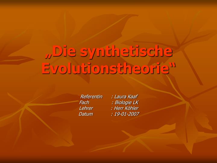 die synthetische evolutionstheorie