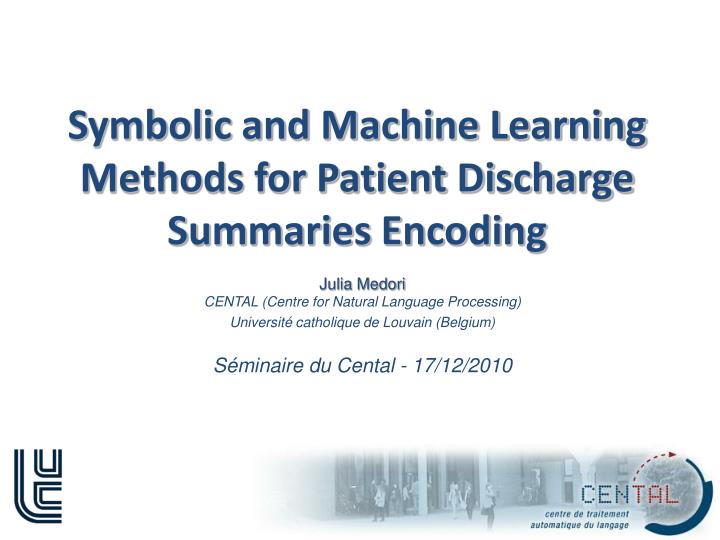 symbolic and machine learning methods for patient discharge summaries encoding