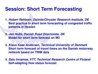 General conclusions on short term forecasting 1/2
