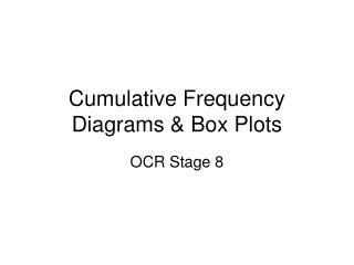 Cumulative Frequency Diagrams &amp; Box Plots