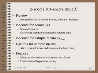 z-scores &amp; t-scores (unit 2)
