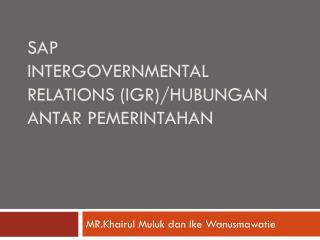 sap intergovernmental relations igr hubungan antar pemerintahan