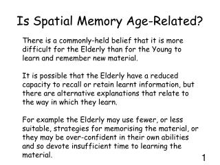 Is Spatial Memory Age-Related?