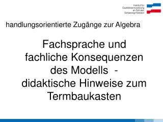 Fachsprache und fachliche Konsequenzen des Modells - didaktische Hinweise zum Termbaukasten