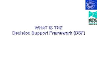 WHAT IS THE Decision Support Framework (DSF)