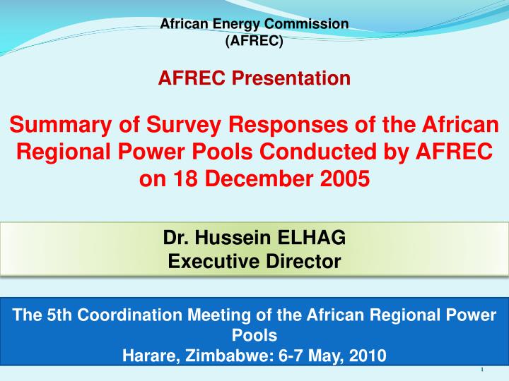 the 5th coordination meeting of the african regional power pools harare zimbabwe 6 7 may 2010