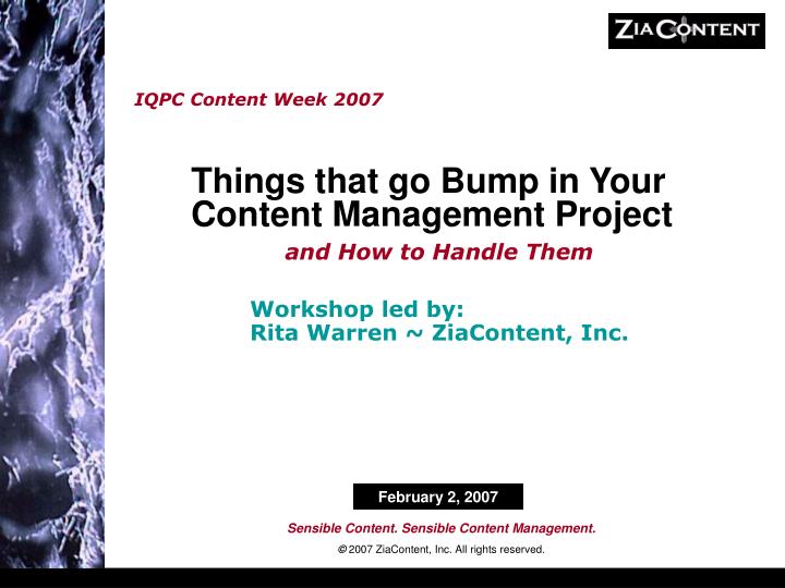 iqpc content week 2007