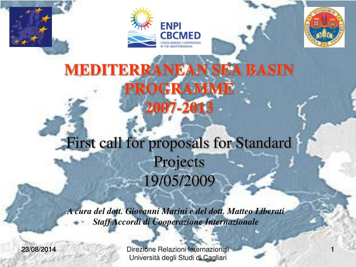 first call for proposals for standard projects 19 05 2009