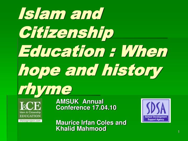 islam and citizenship education when hope and history rhyme