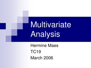 Multivariate Analysis