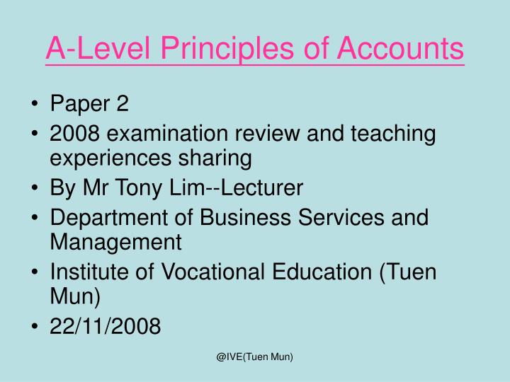a level principles of accounts
