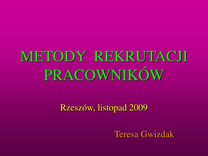 metody rekrutacji pracownik w