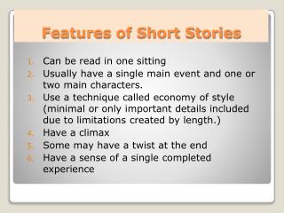 Features of Short Stories
