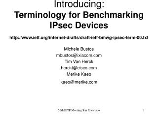 Introducing: Terminology for Benchmarking IPsec Devices