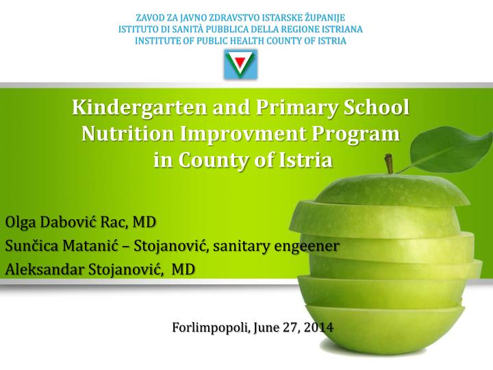 kindergarten and primary school nutrition improvment program in county of istria