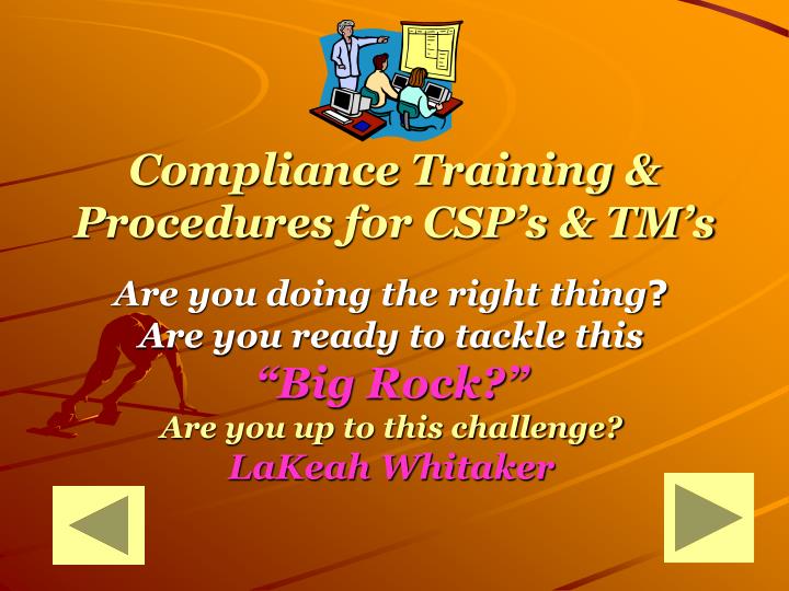 compliance training procedures for csp s tm s