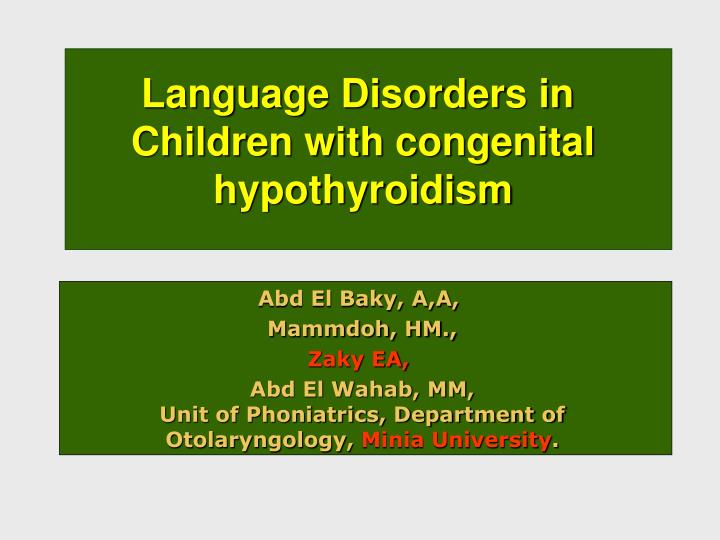 language disorders in children with congenital hypothyroidism