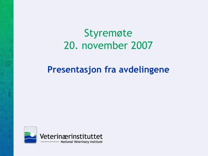 styrem te 20 november 2007 presentasjon fra avdelingene