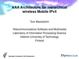 AAA Architecture for hierarchical wireless Mobile IPv4