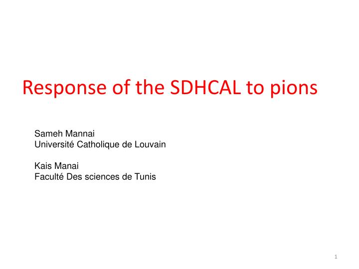 response of the sdhcal to pions