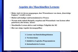 aspekte des maschinellen lernens