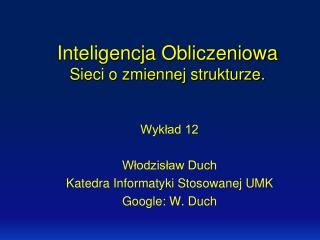 inteligencja obliczeniowa sieci o zmiennej strukturze