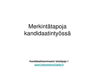 merkint tapoja kandidaatinty ss