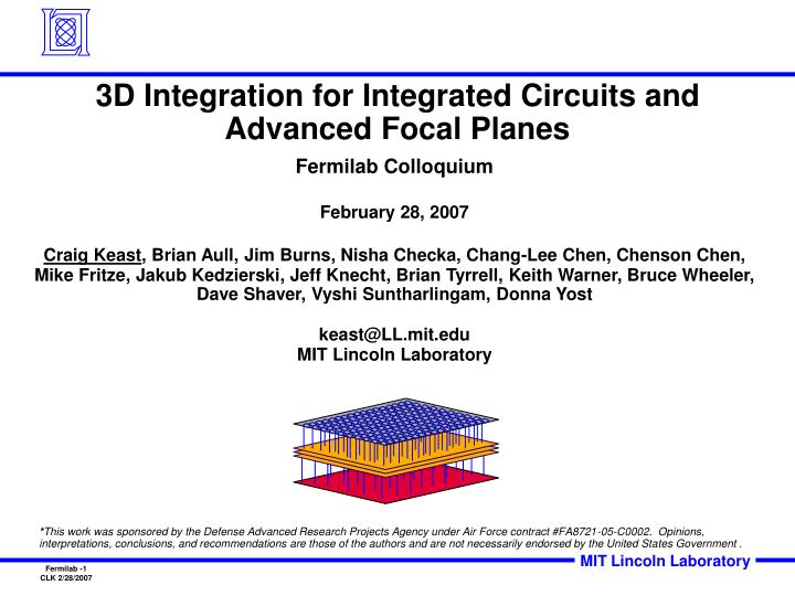 3d integration for integrated circuits and advanced focal planes