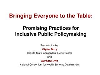 Bringing Everyone to the Table: Promising Practices for Inclusive Public Policymaking