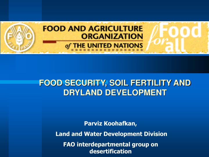 food security soil fertility and dryland development