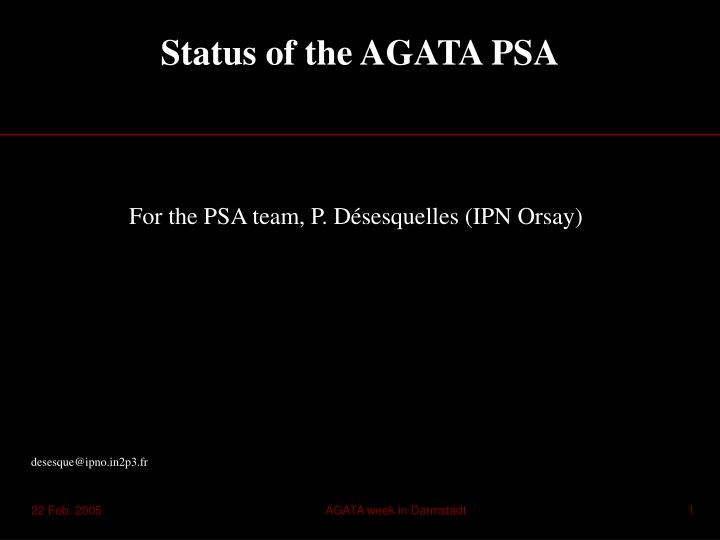 status of the agata psa