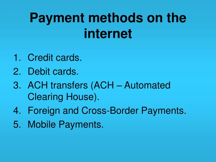 payment methods on the internet