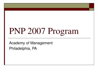 PNP 2007 Program