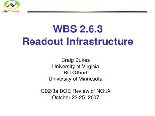 WBS 2.6.3 Readout Infrastructure