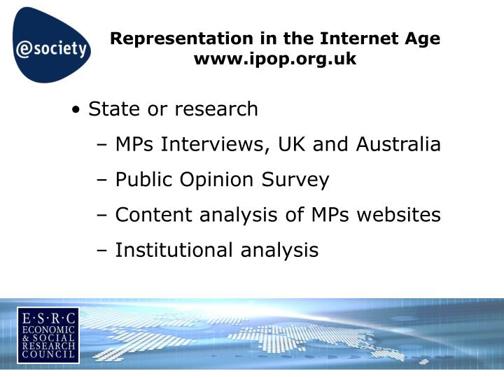 representation in the internet age www ipop org uk