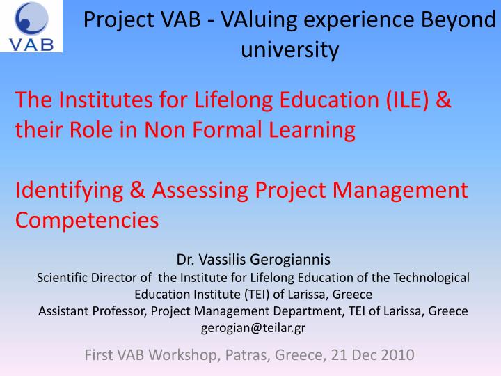 project vab valuing experience beyond university