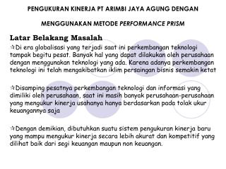 pengukuran kinerja pt arimbi jaya agung dengan menggunakan metode performance prism