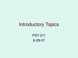 introductory topics