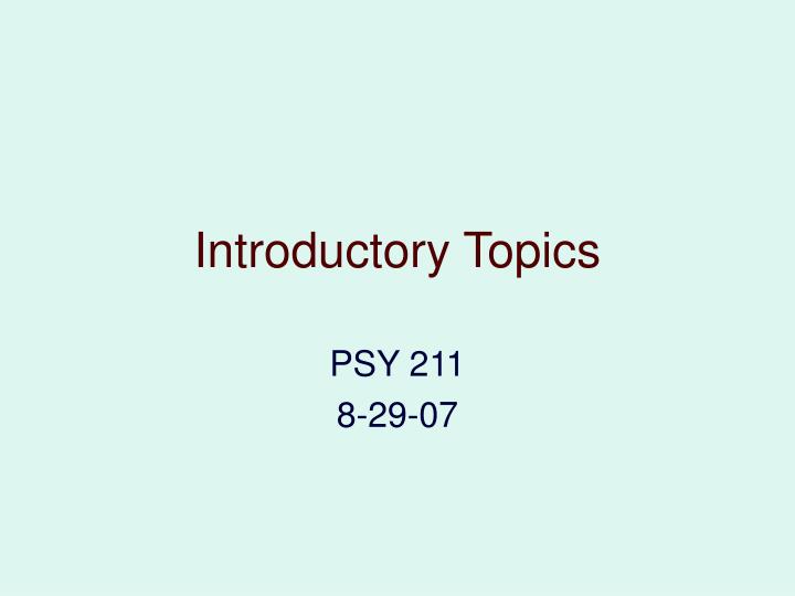 introductory topics