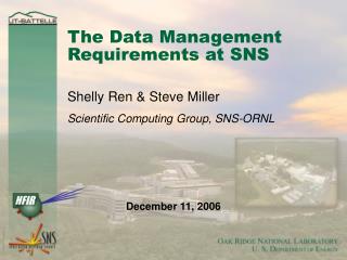 The Data Management Requirements at SNS