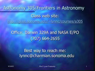 Astronomy 305/Frontiers in Astronomy