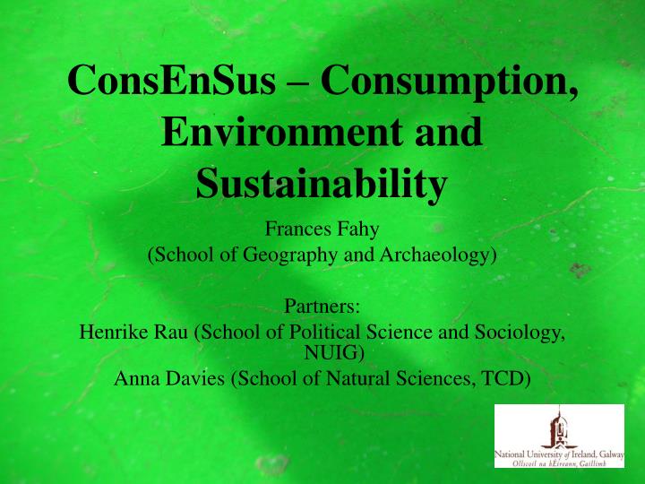consensus consumption environment and sustainability