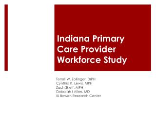 Indiana Primary Care Provider Workforce Study
