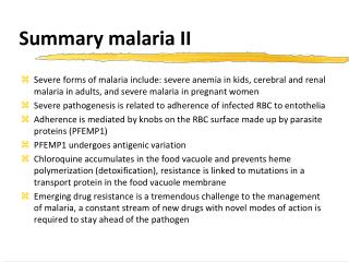 Summary malaria II