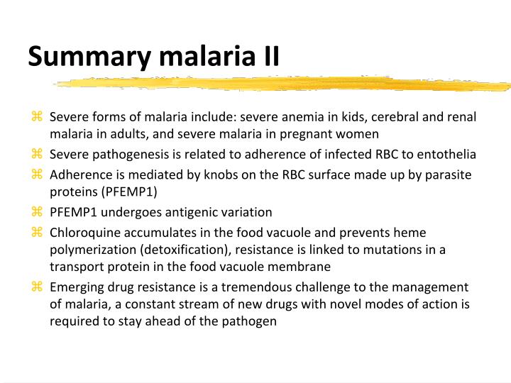 summary malaria ii