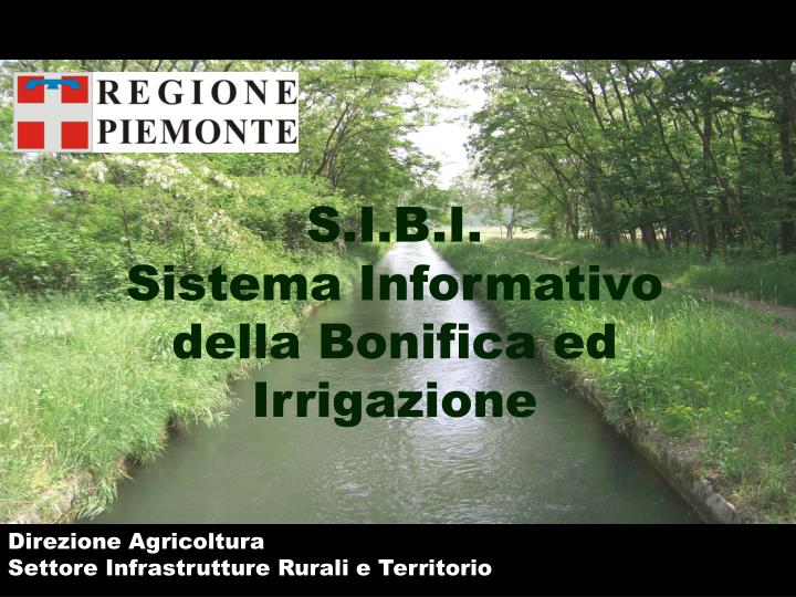 s i b i sistema informativo della bonifica ed irrigazione