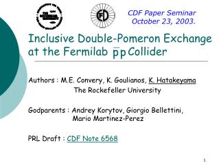 Inclusive Double-Pomeron Exchange at the Fermilab Collider