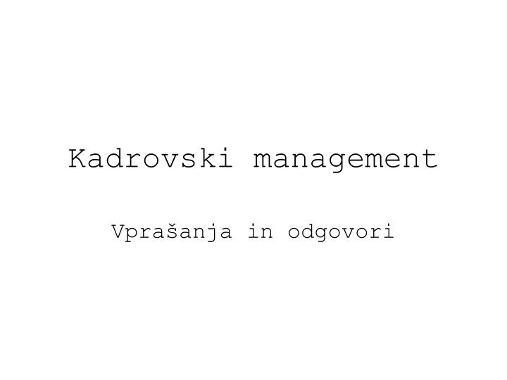 kadrovski management