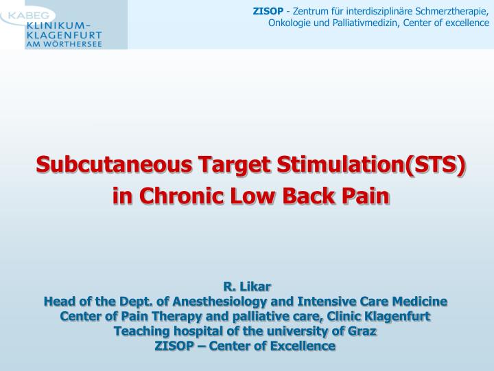 subcutaneous target stimulation sts in chronic low back pain