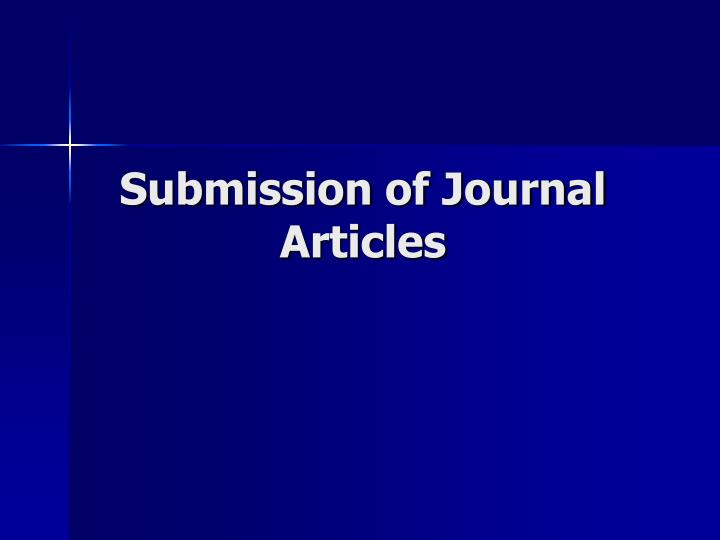 submission of journal articles